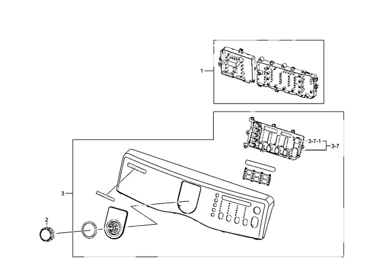 Control Panel Diagram and Parts List for DV407AEW XAA-0001 Samsung Dryer