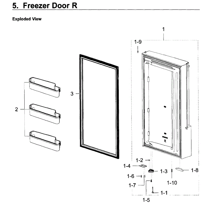 Freezer Door R Diagram and Parts List for RF28K9580SR (AA)(0000) Samsung Refrigerator