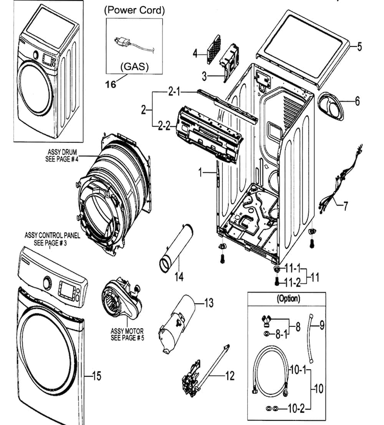 Main Assy Diagram and Parts List for DV511AGR XAA Samsung Dryer
