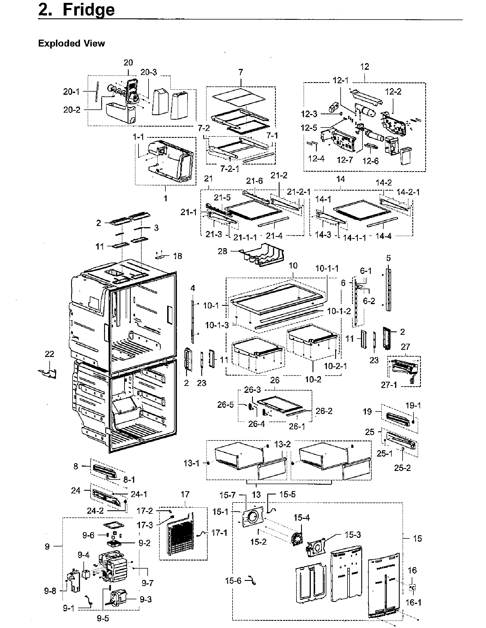 Fridge Diagram and Parts List for RF28K9580SR AA-0001 Samsung Refrigerator
