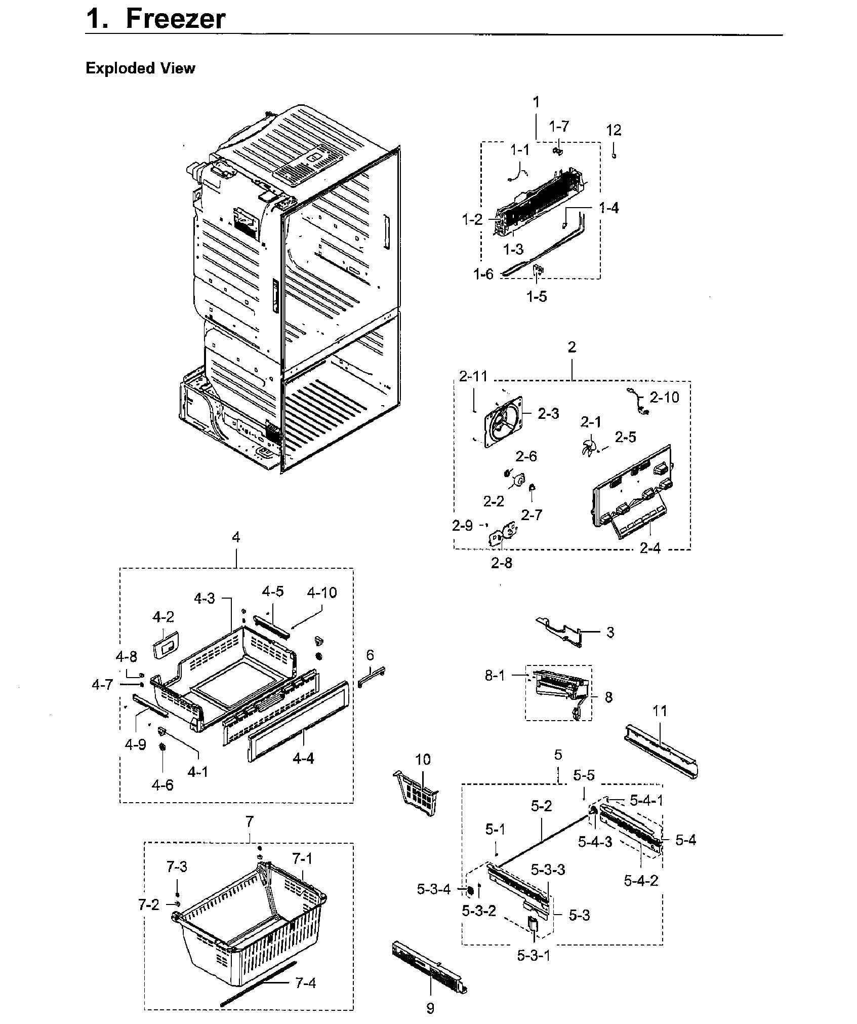 Freezer Diagram and Parts List for RF28HFEDBWW AA-0008 Samsung Refrigerator