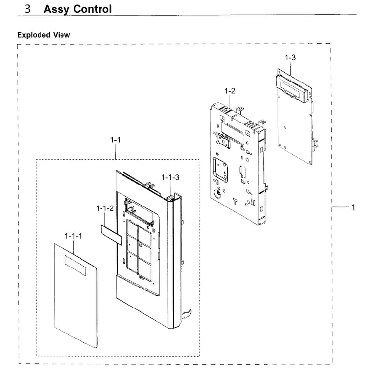 Control Box Diagram and Parts List for SMH1611B XAA-0000 Samsung Microwave