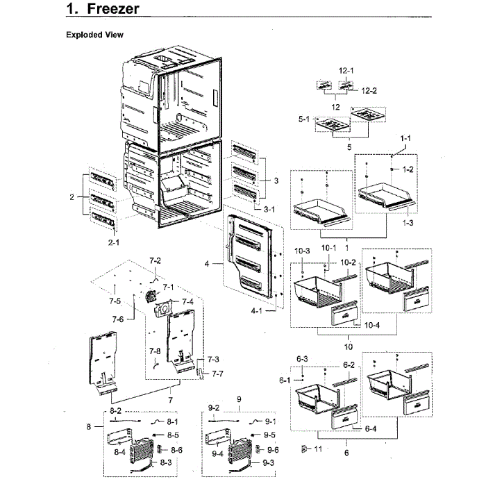 Freezer Diagram and Parts List for RF28M9580SR AA-00 Samsung Refrigerator
