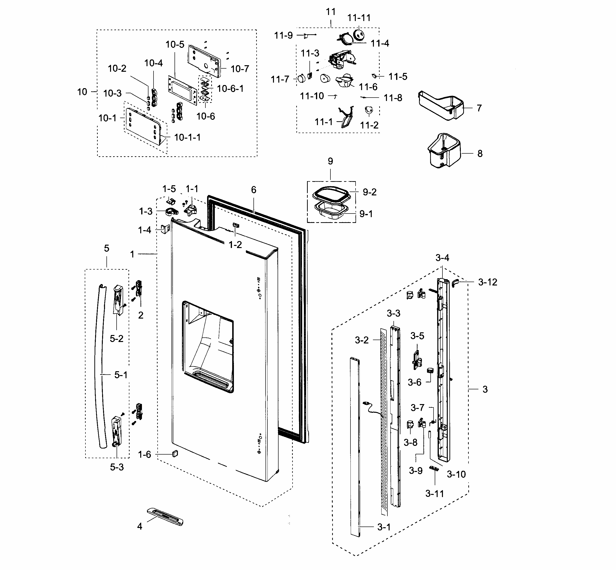 Refrigerator Door L Diagram and Parts List for RF267ACWP XAA-0000 Samsung Refrigerator