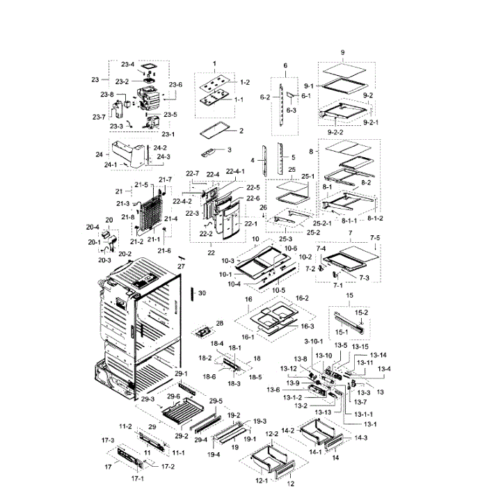 Fridge Diagram and Parts List for RF28HFEDBSR AA-09 Samsung Refrigerator