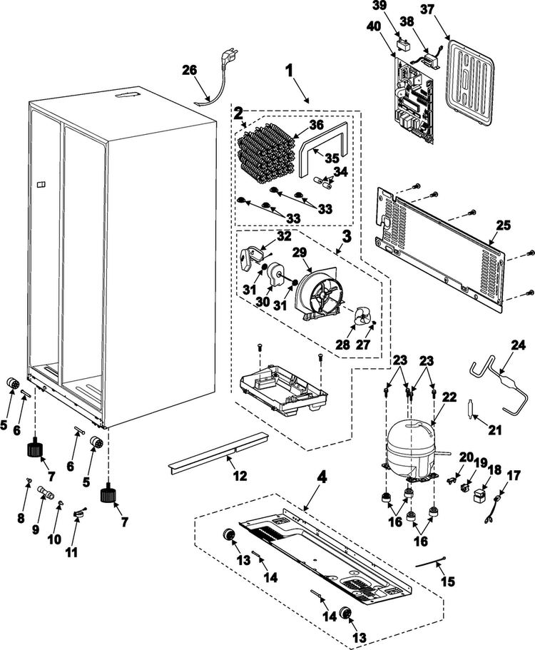 Machine Compartment-compressor Diagram and Parts List for RS2624WW XAA Samsung Refrigerator