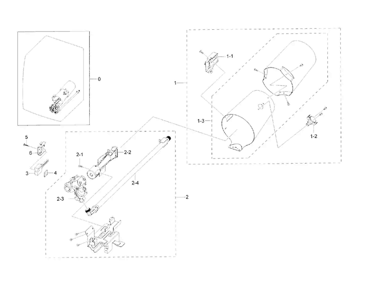 Duct & Burner Diagram and Parts List for DV45H6300GW A3-0000 Samsung Dryer