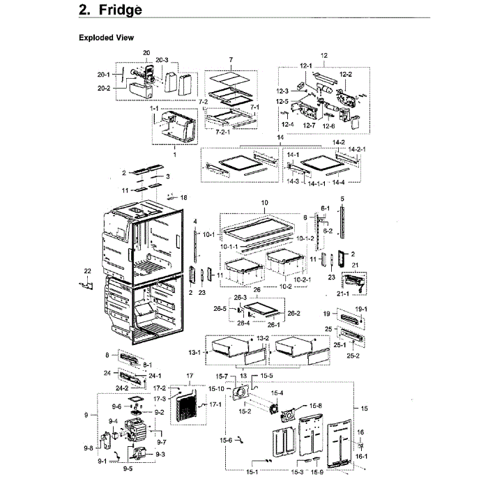 Fridge Diagram and Parts List for RF28K9070SG AA-02 Samsung Refrigerator