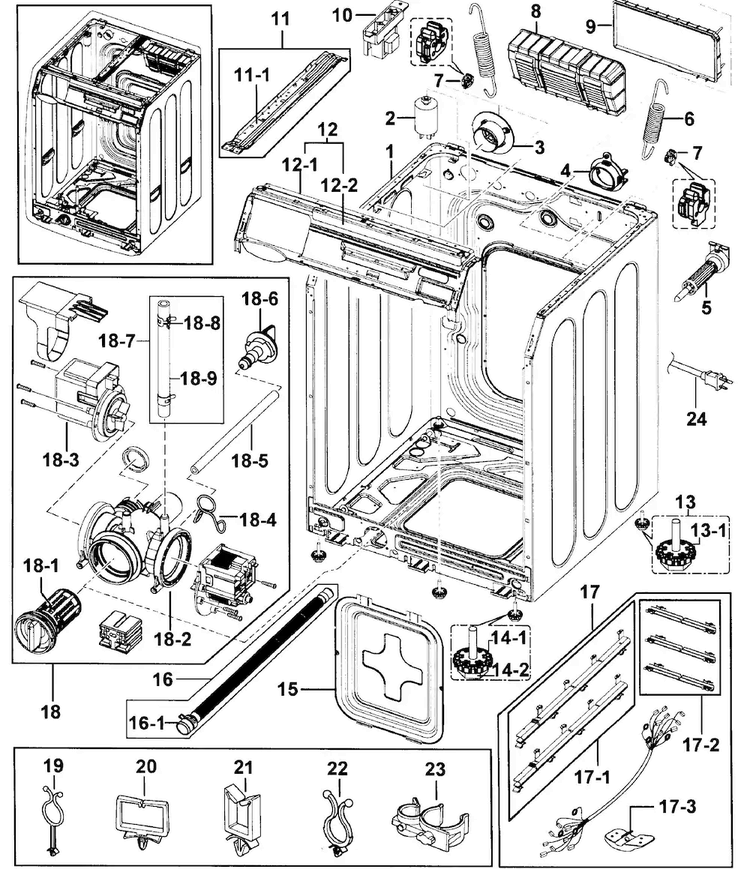 Cabinet Diagram and Parts List for WF448AAP XAA-0000 Samsung Washer