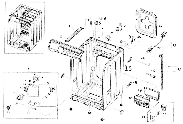 Cabinet Diagram and Parts List for WF350ANW XAA-0000 Samsung Washer