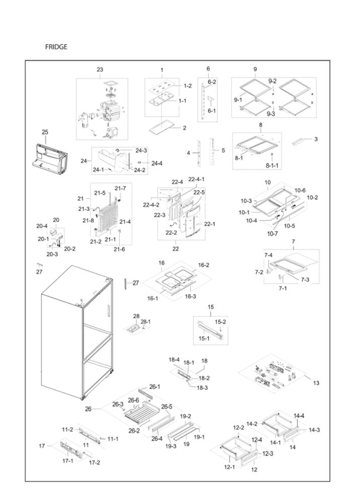 Refrigerator Diagram and Parts List for RF23HCEDBSG AA-01 Samsung Refrigerator