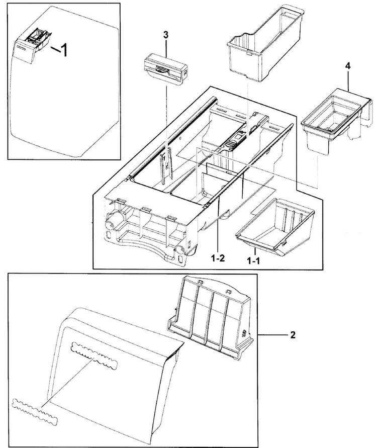 Drawer Diagram and Parts List for WF448AAP XAA-0000 Samsung Washer