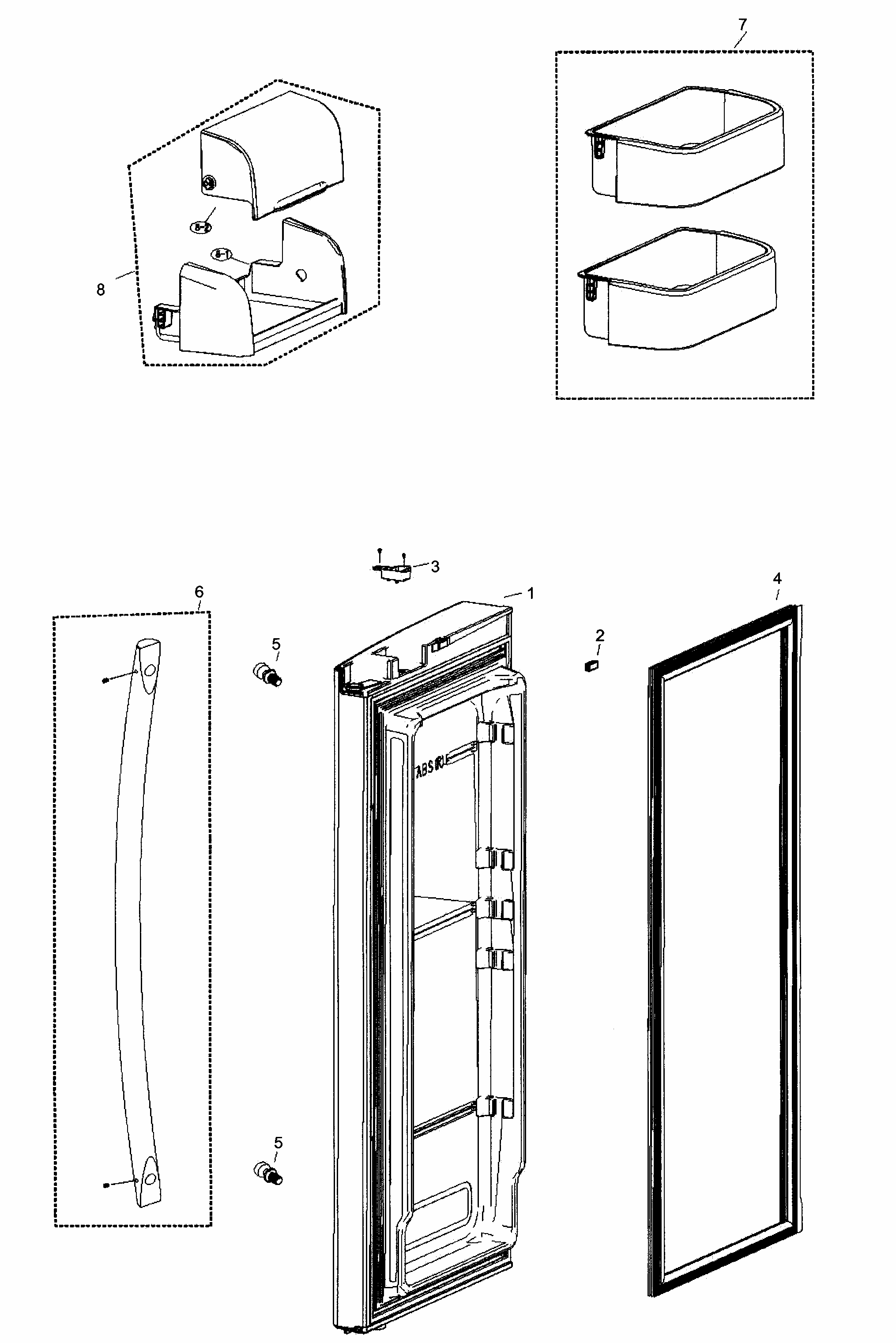 R Friger Door Diagram and Parts List for RF266AEBP XAA-0000 Samsung Refrigerator