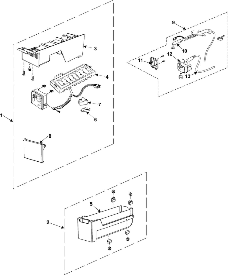 Ice Maker Diagram and Parts List for RB195BSSB XAA Samsung Refrigerator
