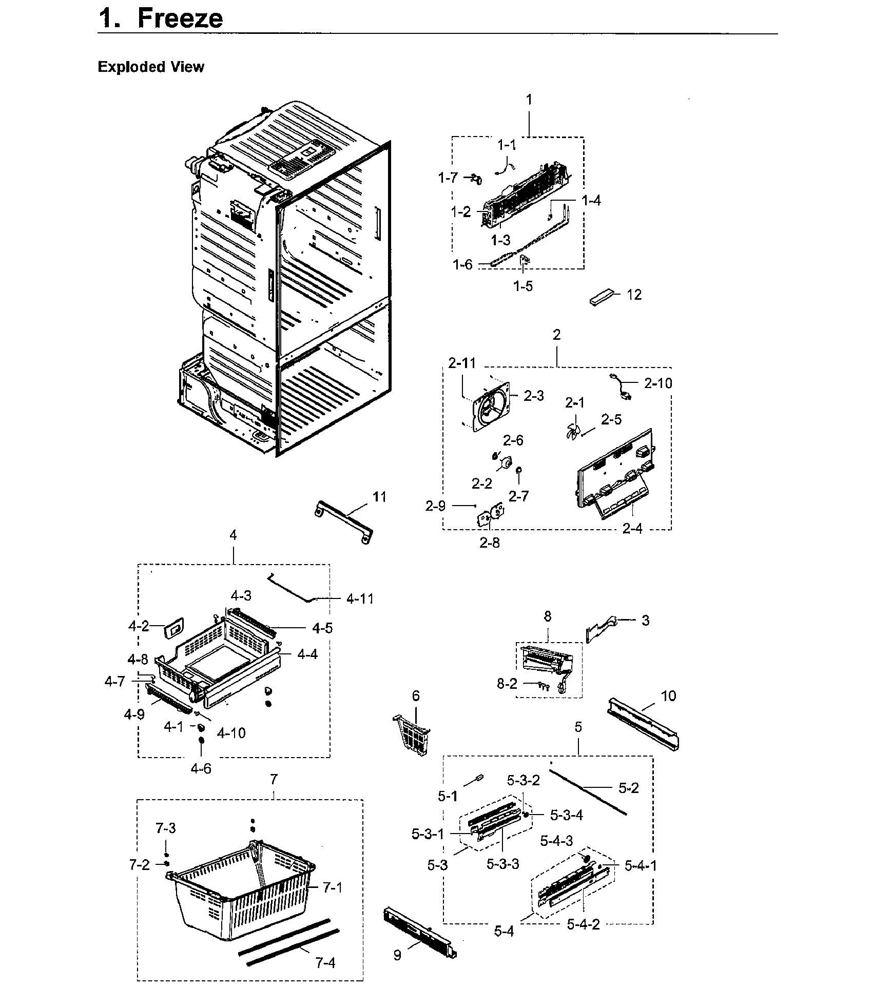 Freezer Diagram and Parts List for RF23HCEDBWW AA-0009 Samsung Refrigerator