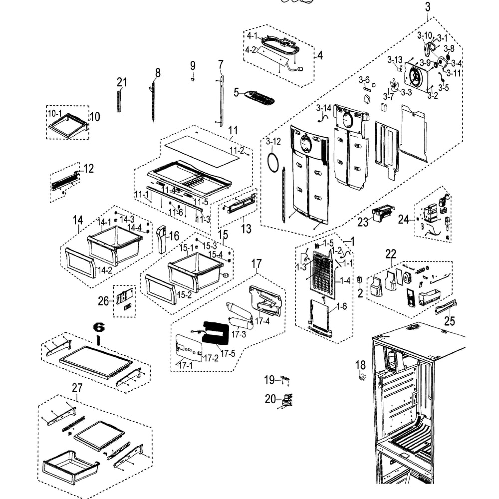 Refrigerator Parts Diagram and Parts List for RF26XAEWP/XAA  Samsung Refrigerator