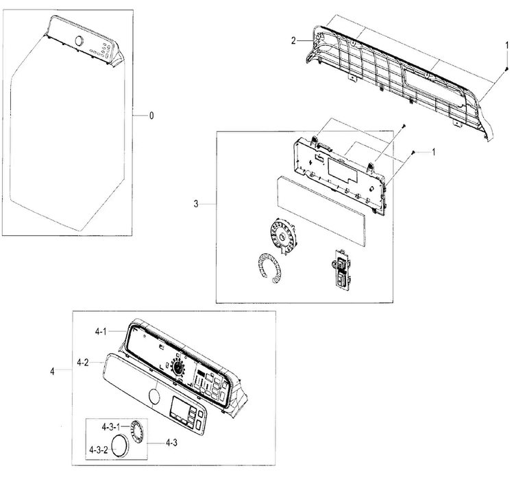 Control Panel Diagram and Parts List for DV48J7770GP A2-0000 Samsung Dryer