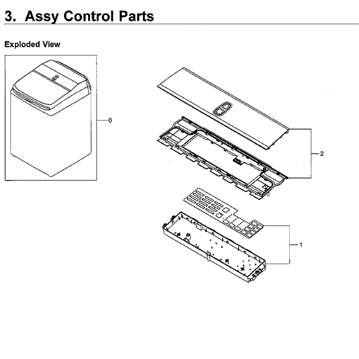 Control Panel Diagram and Parts List for WA52M8650AW A4-00 Samsung Washer