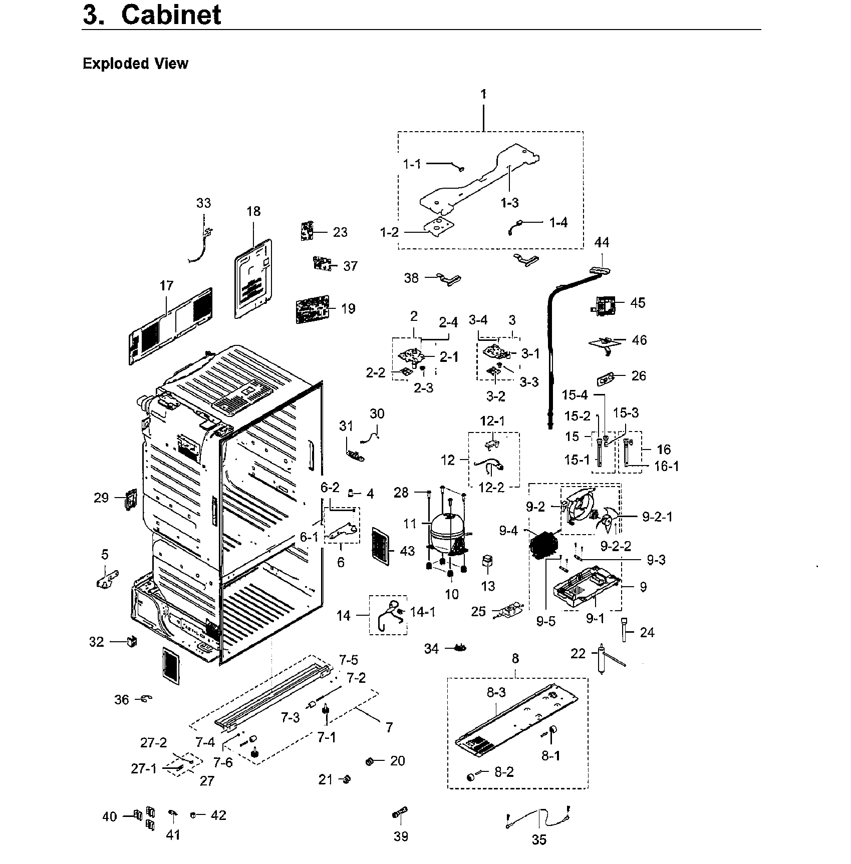 Cabinet Diagram and Parts List for RF28HFEDBWW AA-0008 Samsung Refrigerator