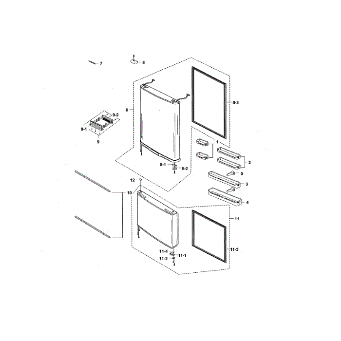Door Diagram and Parts List for RB195ZASH XAA-00 Samsung Refrigerator