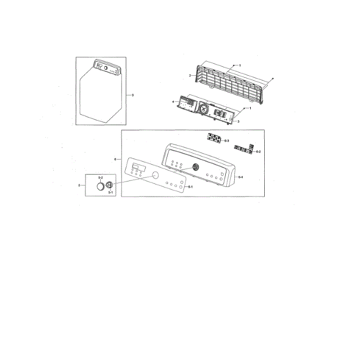Control Panel Diagram and Parts List for DV476GTHAWR A1-00 Samsung Dryer