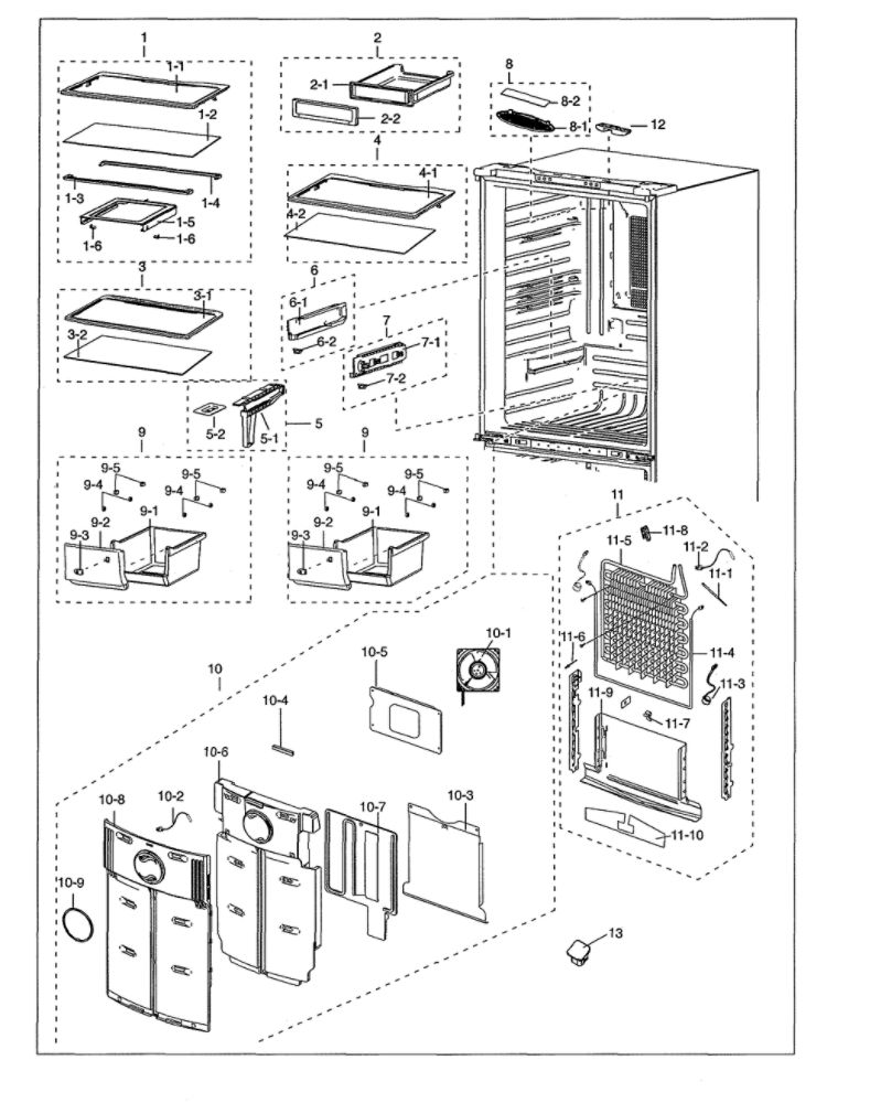 Refrigerator Parts Diagram and Parts List for RF18HFENBSR US-00 Samsung Refrigerator