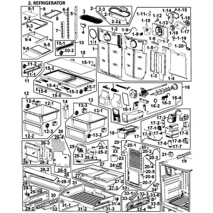 Refrigerator Diagram and Parts List for RF268ABWP XAA-00 Samsung Refrigerator