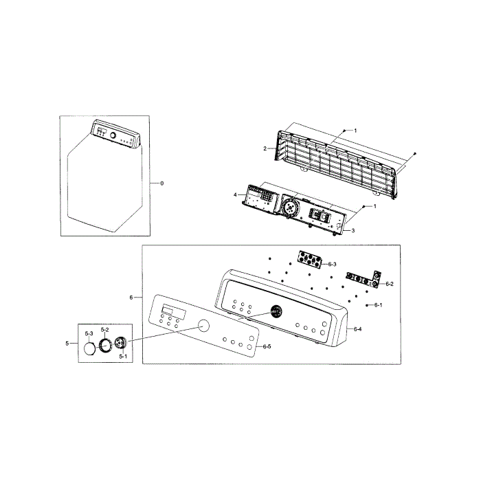 Control Panel Diagram and Parts List for DV5471AGP XAA-00 Samsung Dryer