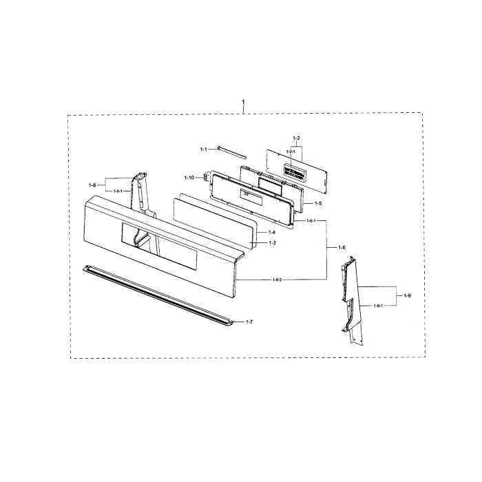 Control Panel Diagram and Parts List for NX583G0VBBB AA-01 Samsung Range