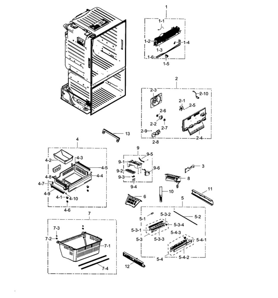 Freezer / Icemaker Diagram and Parts List for RF28HFEDTBC AA-03 Samsung Refrigerator