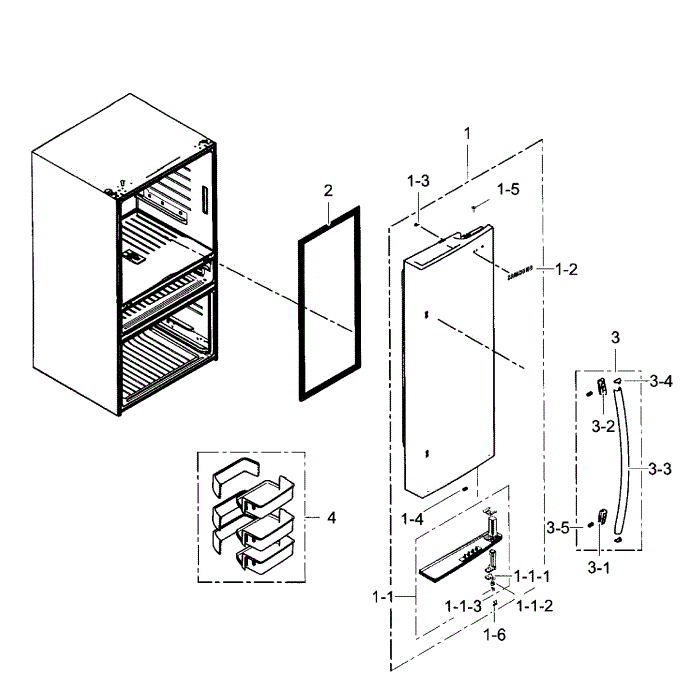 Right Door Diagram and Parts List for RF31FMEDBBC AA-05 Samsung Refrigerator