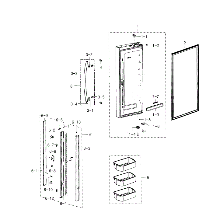 Left Door Diagram and Parts List for RFG293HARS XAA-02 Samsung Refrigerator