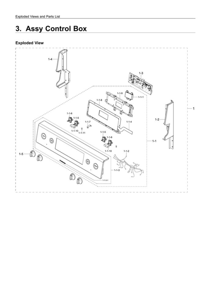 Control Box Assembly Diagram and Parts List for NE59R4321SS AA-00 Samsung Range