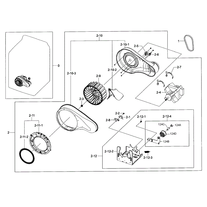 Motor Assembly Diagram and Parts List for DV422EWHDWR AA-01 Samsung Dryer