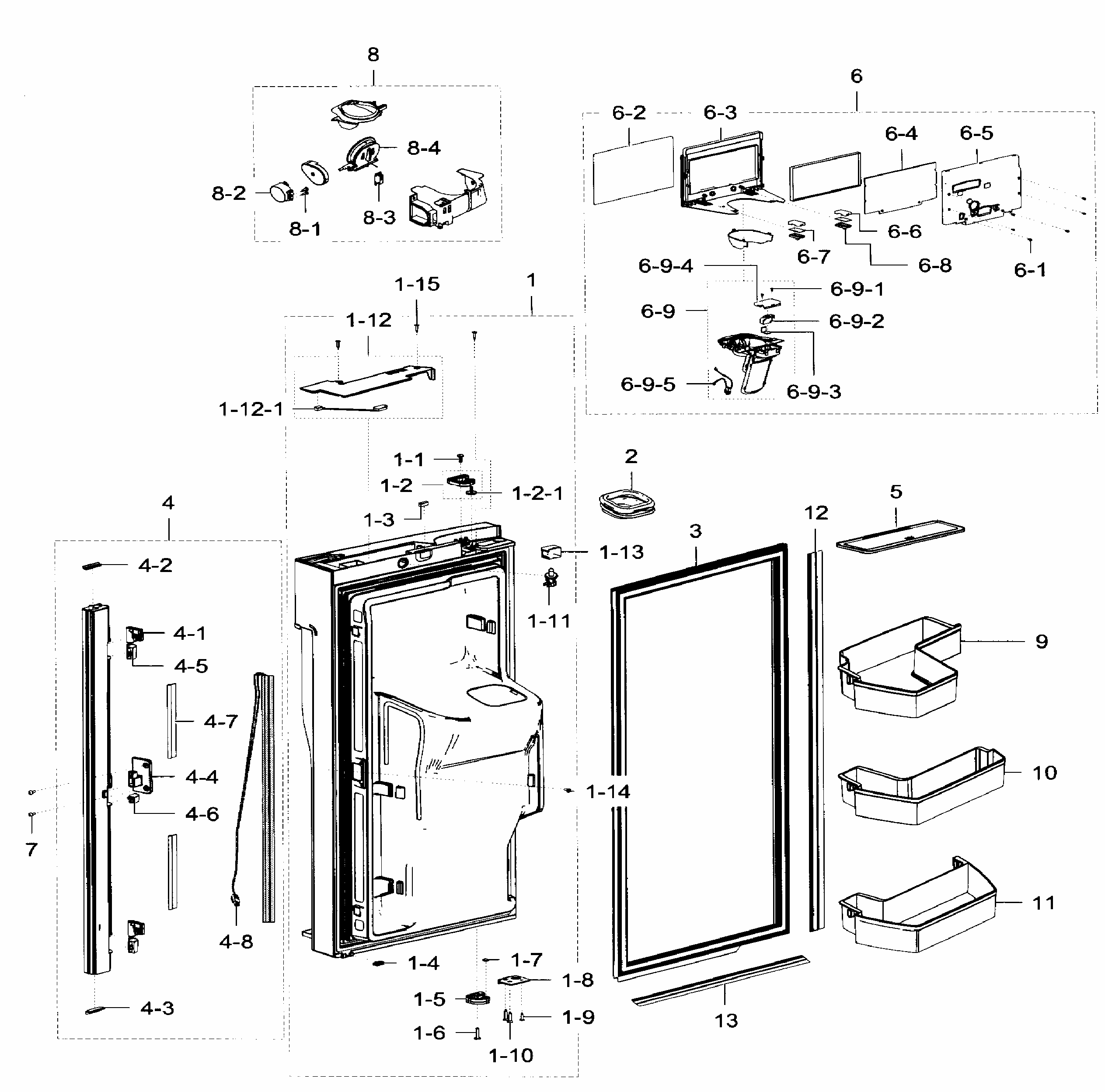 Fridge Door L Diagram and Parts List for RF32FMQDBSR AA-0004 Samsung Refrigerator