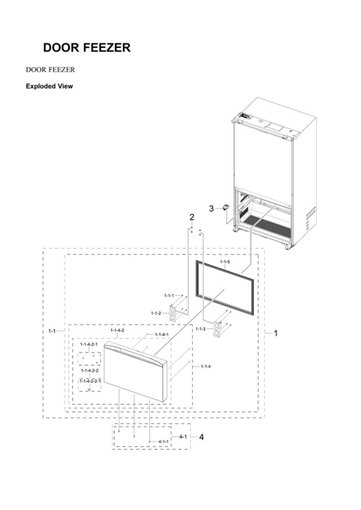 Freezer Door Diagram and Parts List for RF23BB8900AW AA-00 Samsung Refrigerator