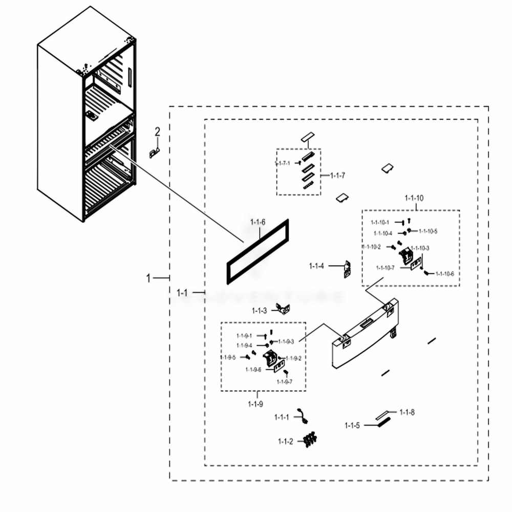 Flexzone-Door Diagram and Parts List for RF28JBEDBSG (AA)(0013) Samsung Refrigerator