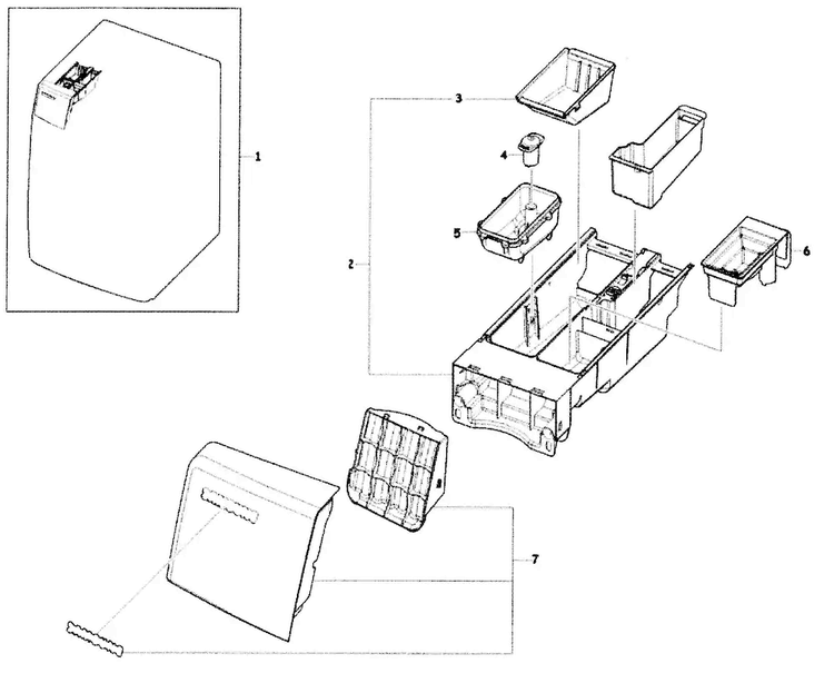 Drawer Assy 1 Diagram and Parts List for WF410ANW XAA Samsung Washer