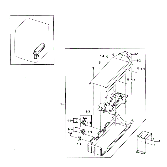 Heater Assembly Diagram and Parts List for DV511AEW XAA-00 Samsung Dryer