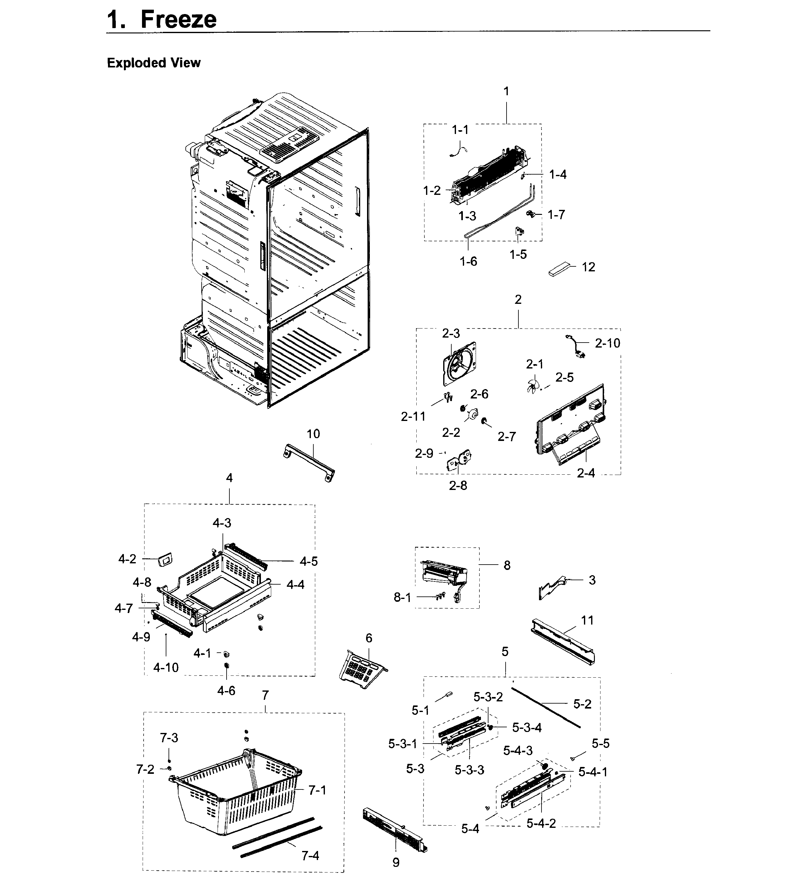 Freezer Diagram and Parts List for RF28HDEDPWW AA-0004 Samsung Refrigerator