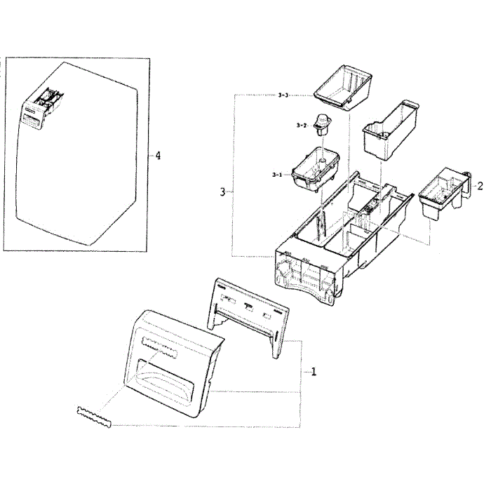 Drawer 1 Diagram and Parts List for WF350ANR XAA-00 Samsung Washer
