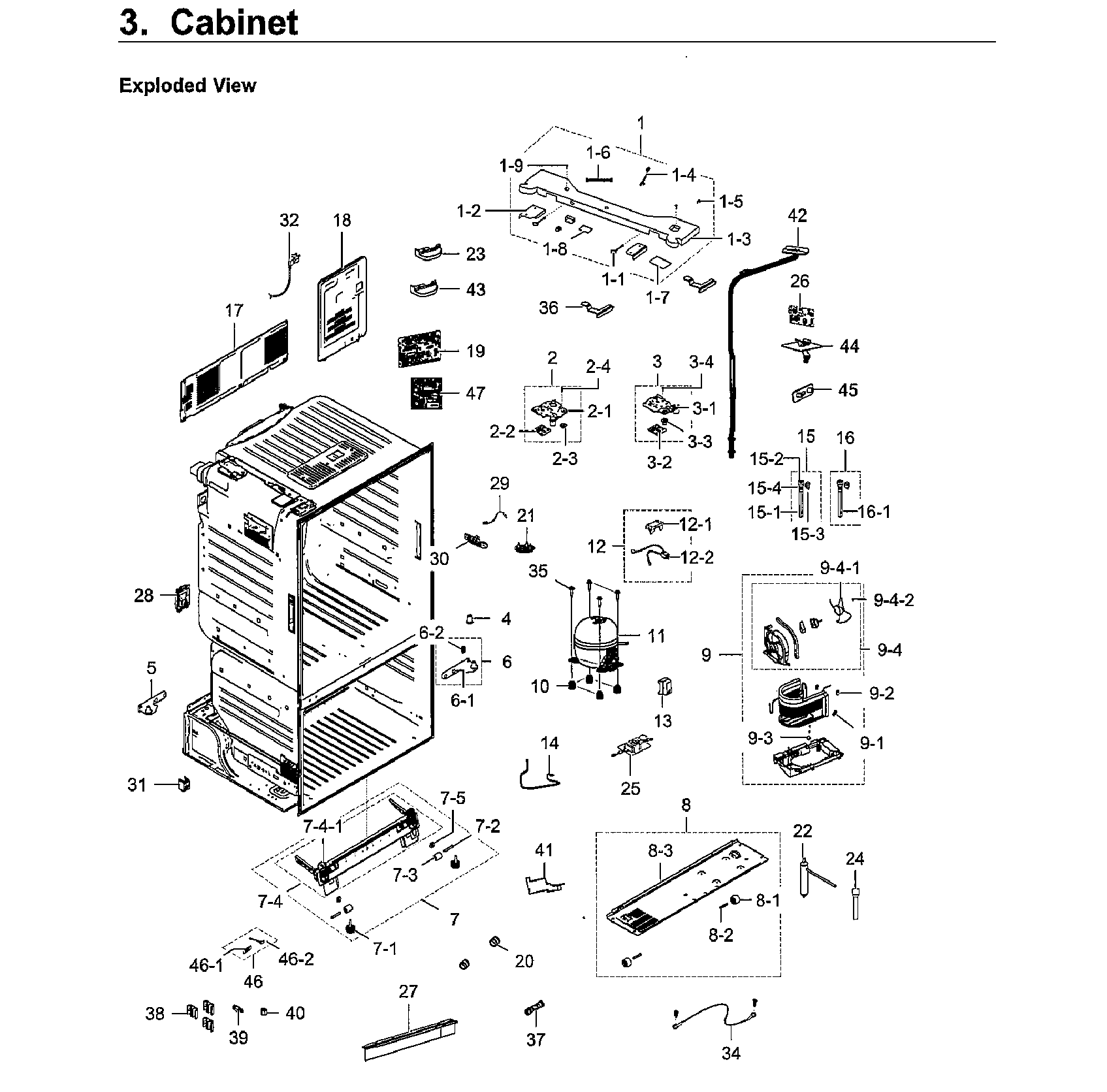 Cabinet Diagram and Parts List for RF23HCEDBWW AA-0013 Samsung Refrigerator