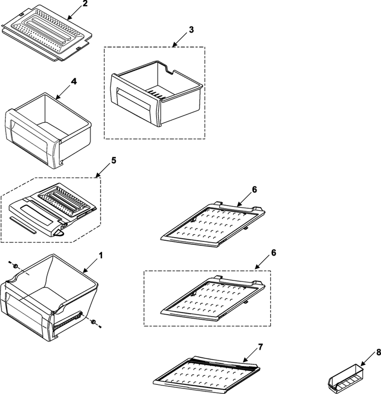 Refrigerator Shelves Diagram and Parts List for RS253BASB XAA Samsung Refrigerator