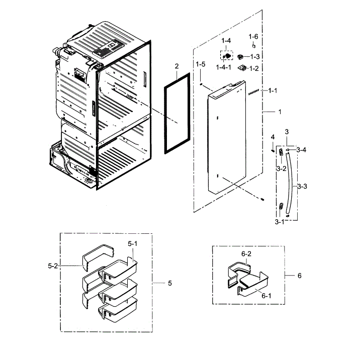 Fridge Door R Diagram and Parts List for RF23HCEDBWW AA-01 Samsung Refrigerator