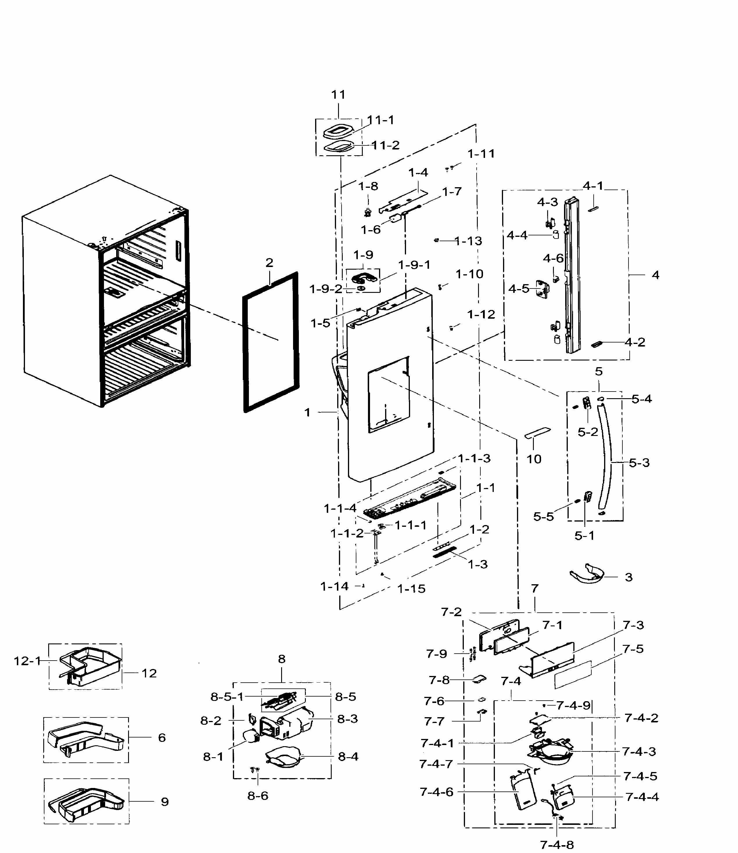 Left Door Diagram and Parts List for RF31FMEDBWW AA-0006 Samsung Refrigerator