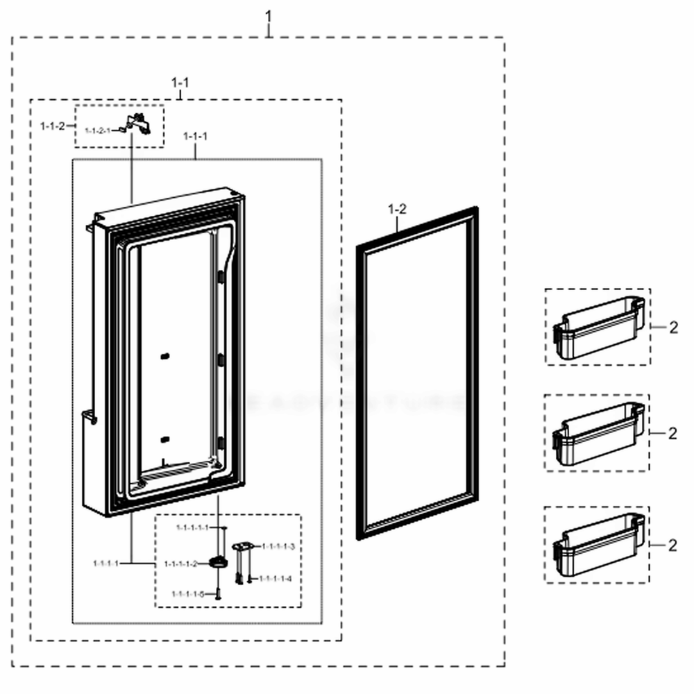 Freezer Door L Diagram and Parts List for RF23J9011SG (AA)(0007) Samsung Refrigerator