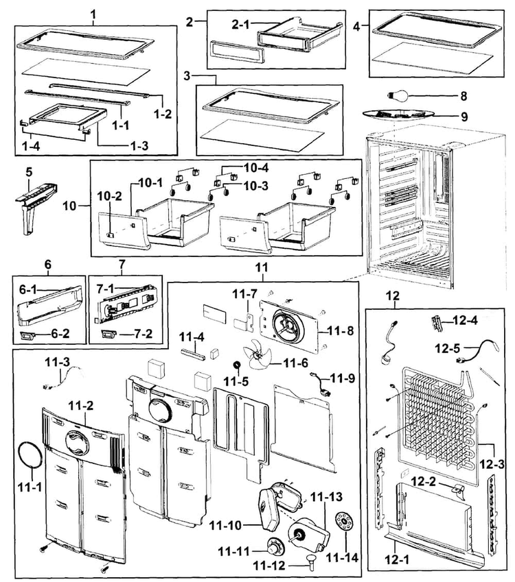 Refrigerator Diagram and Parts List for RB217ABBP XAA-0000 Samsung Refrigerator