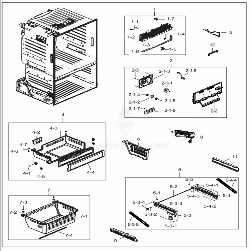 Freezer Diagram and Parts List for RF28HFEDBSG (AA)(0001) Samsung Refrigerator