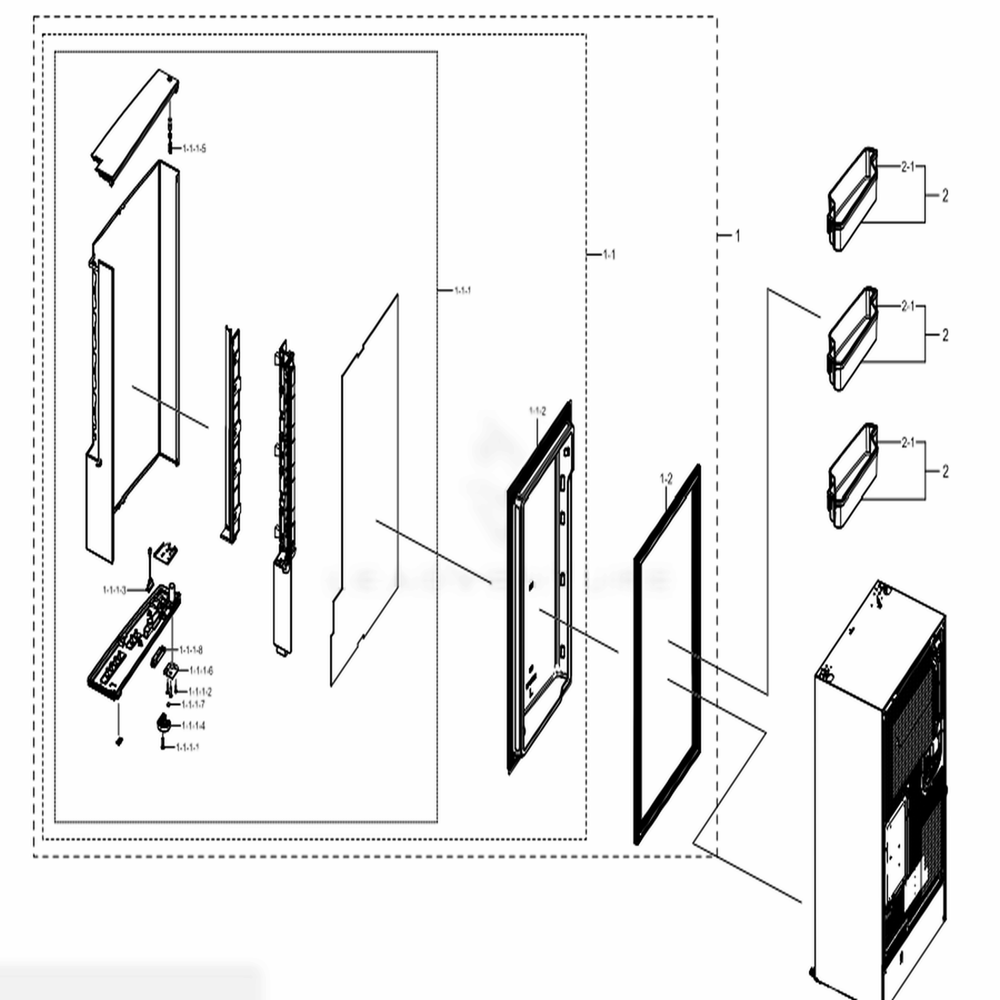 Freezer Door Left Diagram and Parts List for RF22N9781SR (AA)(0002) Samsung Refrigerator