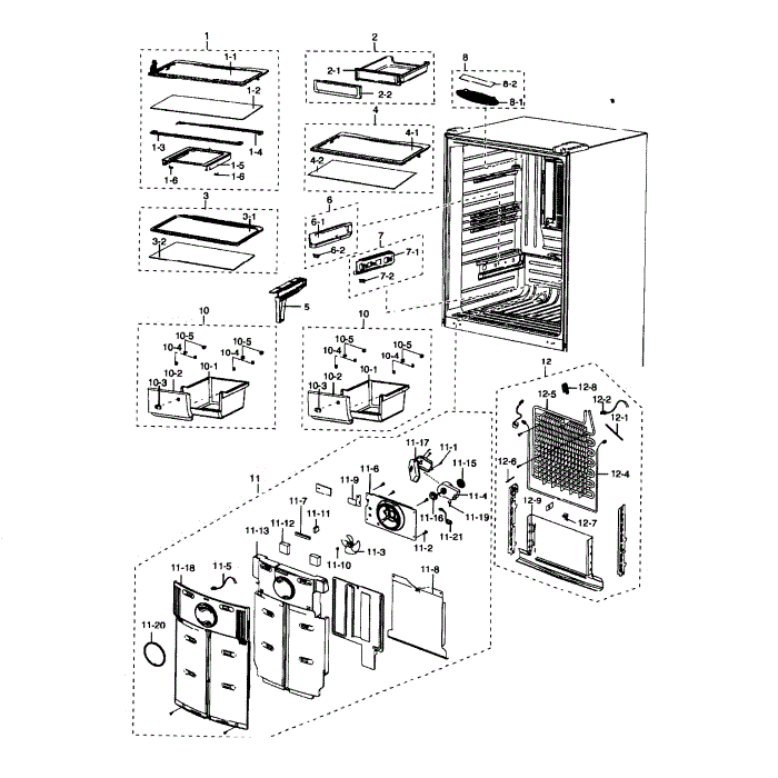 Refrigerator Diagram and Parts List for RB215ACWP XAA-01 Samsung Refrigerator